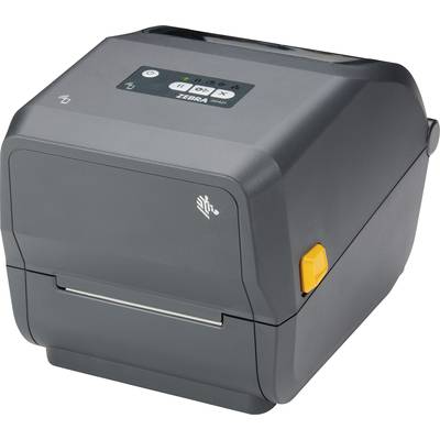 Een zwarte desktop-etiketteerder met een bedieningspaneel bovenaan, knoppen en symbolen herkenbaar; compacte afmeting, geschikt voor kantoorgebruik.