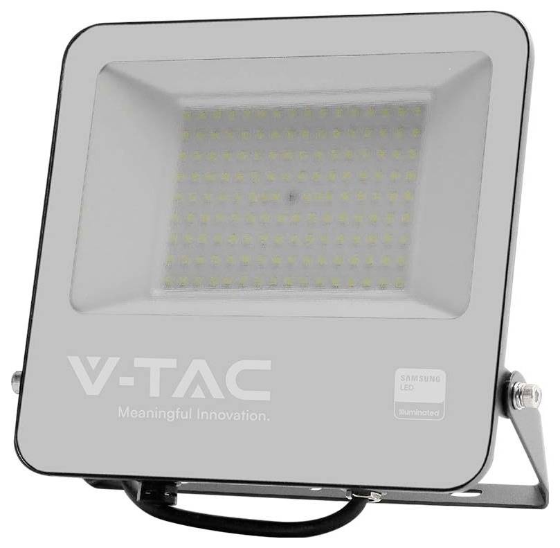 LED-schijnwerper van V-TAC met Samsung-technologie, rechthoekig frame, geschikt voor buitenverlichting, energiezuinig en duurzaam.