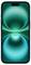 Smartphone met een blauw-groene, golvende schermachtergrond, vooraanzicht.