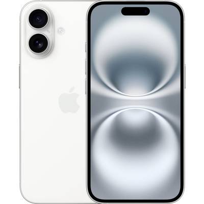 Een modern smartphone met een glanzende glazen achterkant, twee cameralenzen en een groot display waarop een abstract patroon wordt weergegeven.