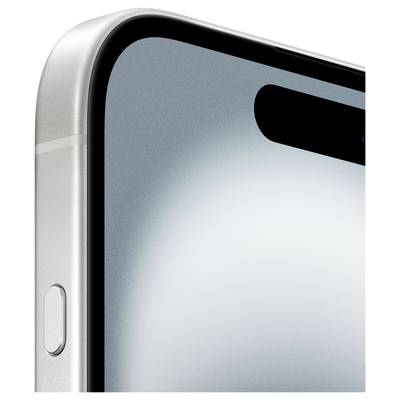 Een zilveren smartphone met afgeronde hoeken en een zijknop. Het display toont een subtiele kleurovergang.
