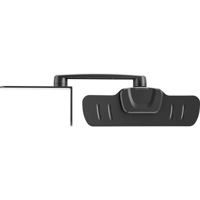 Een zwarte monitorclip met bevestiging en verstelbare arm, geschikt voor montage aan beeldschermen voor verlichting of camera.