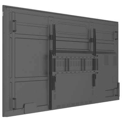 Achteraanzicht van een groot flatscreen-scherm met bevestigingsbeugels en ventilatierooster.