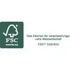 FSC-logo met tekst 'Het keurmerk voor verantwoord bosbeheer' en code 'FSC C021810'.