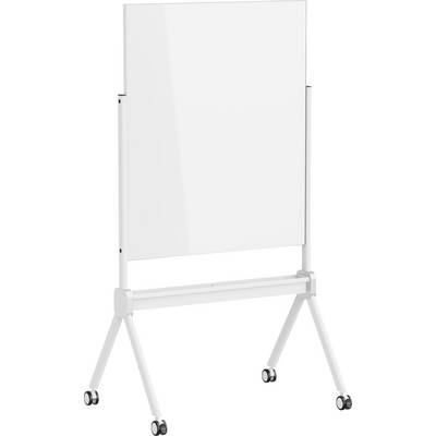 Een verrijdbaar whiteboard, vrijstaand, met een groot, wit schrijfoppervlak. Ideaal voor presentaties of vergaderingen.