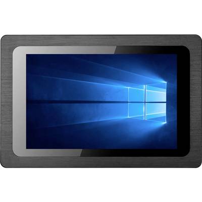 Tablet met ingeschakeld scherm toont het Windows-startlogo op een blauwe achtergrond.