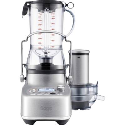 Keukenmachine met behuizing van roestvrij staal, geïntegreerde mixer en verwerkingsopzetstuk voor veelzijdige keukenapplicaties.