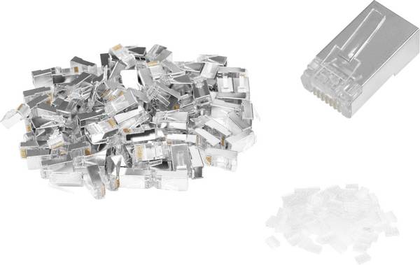 Digitus AK-219603-100 Digitus CAT 6 modulaire stekker voor ronde kabel - 100 stuks AK-219603-100 RJ45, stekker   Aantal polen (sensoren) 8 Zilver 100 stuk(s)