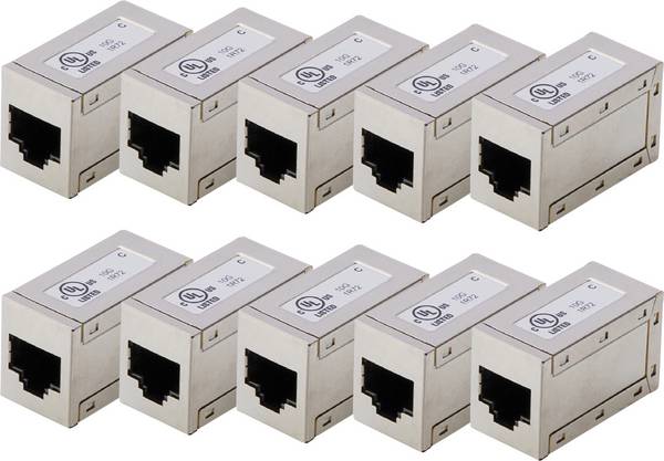 Digitus AT-AG-8-8-C6S-10 Digitus CAT 6, modulaire koppeling, afgeschermd - 10 st. AT-AG-8-8-C6S-10 RJ45, behuizing (koppeling)   Aantal polen (sensoren) 8 Zilver 10 stuk(s)