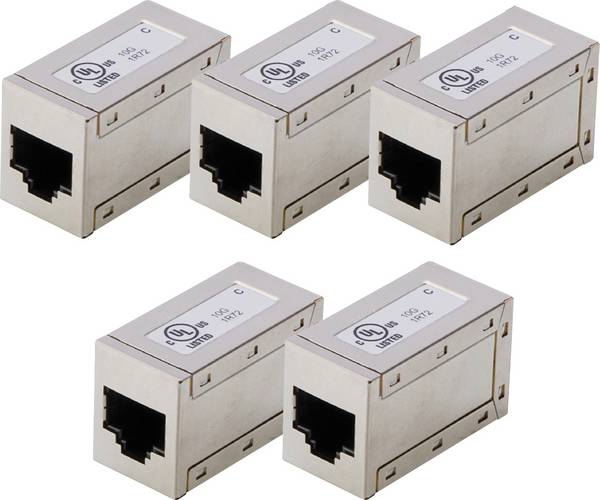 Digitus AT-AG-8-8-C6S-5 6, modulaire koppeling, afgeschermd - 5 stuks AT-AG-8-8-C6S-5 RJ45, behuizing (koppeling)   Aantal polen (sensoren) 8 Zilver 5 stuk(s)