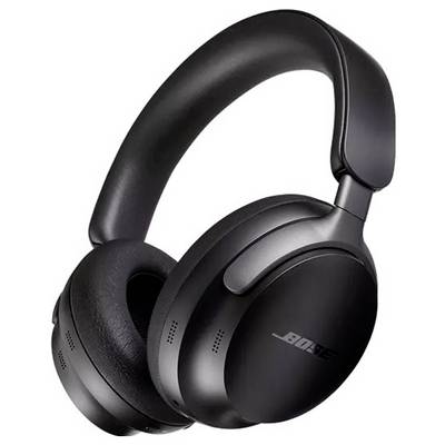 Zwarte over-ear koptelefoon met draaibare oorschelpen en gewatteerde hoofdband op witte achtergrond.
