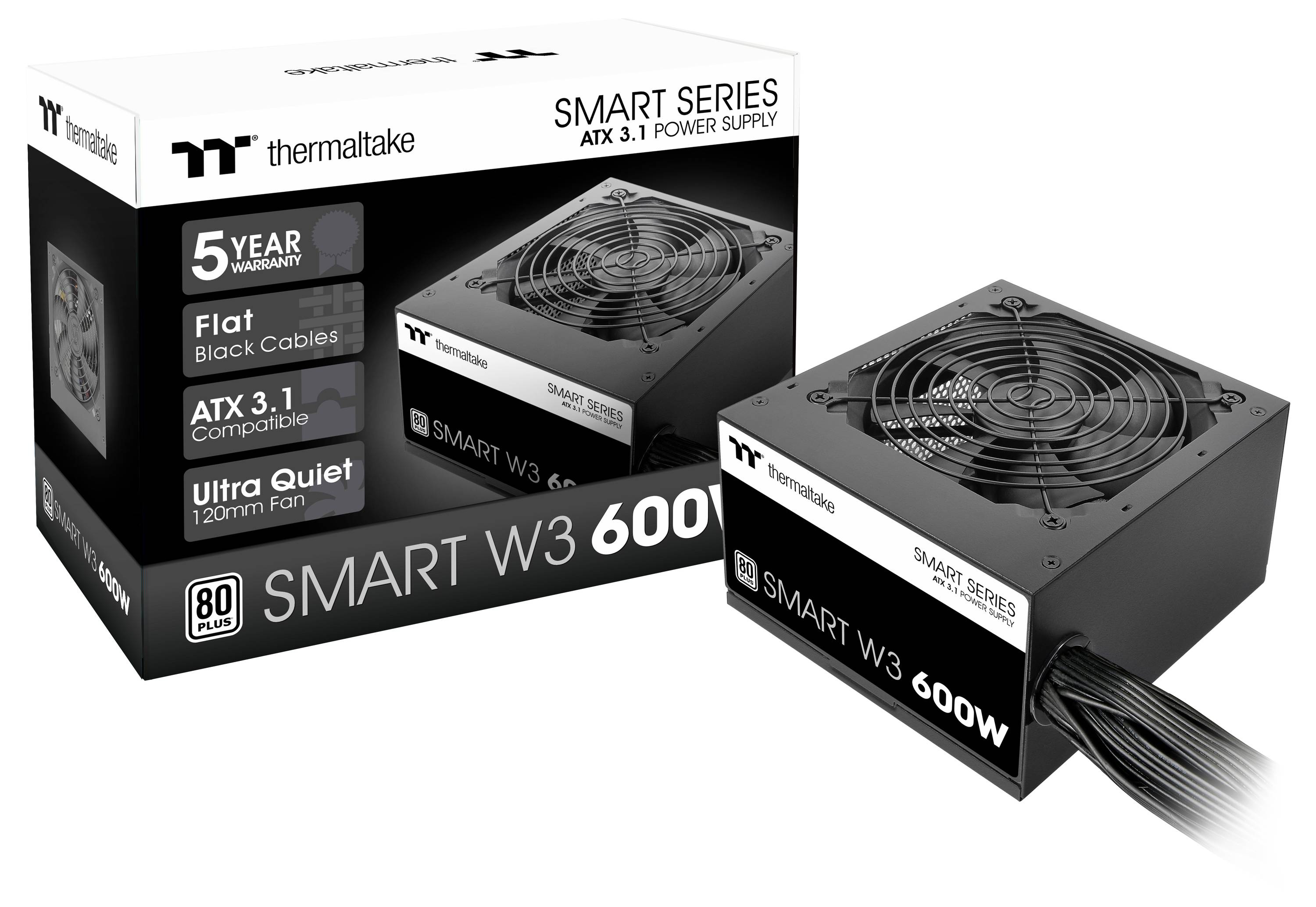 Voeding Thermaltake Smart W3 600W ATX3.1 80+ Zwart retail-1