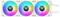 Drie computerventilators met verlichte RGB-LED's in regenboogkleuren, centraal voorzien van het logo van een fabrikant.