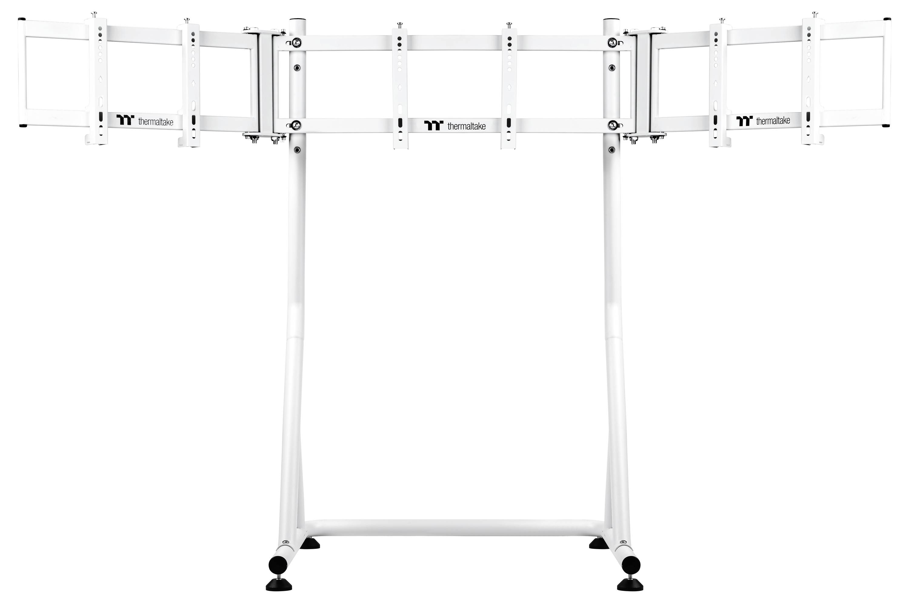 Metalen standaard voor meerdere monitoren, geschikt voor kantoor- of gamingopstellingen. Stevig en in hoogte verstelbaar.