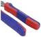 Een blauwe en rode tang met een ergonomische greep waarop 'WORKPRO' staat.