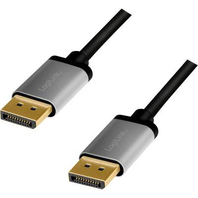 Twee DisplayPort-kabels met zwarte kabels en zilveren aansluitingen aan beide uiteinden, geschikt voor video-aansluitingen.