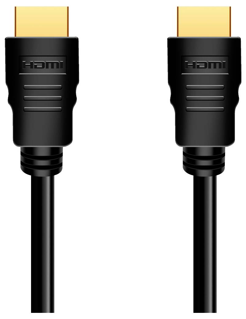 Twee zwarte HDMI-kabels met goudkleurige aansluitingen.
