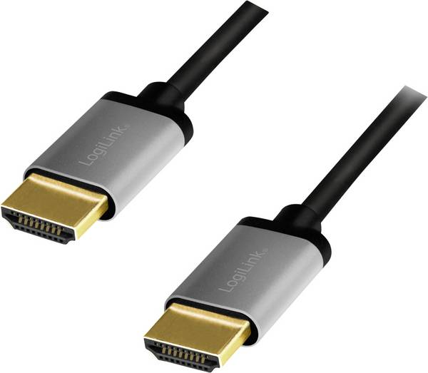 LogiLink HDMI AV Aansluitkabel [1x HDMI-stekker - 1x HDMI-stekker] 1 m Zwart-grijs