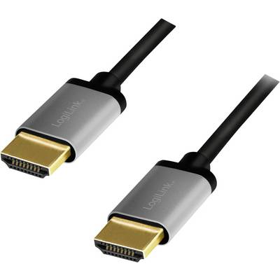Twee HDMI-kabels met zilveren stekkers, gemerkt met 'LogiLink'.