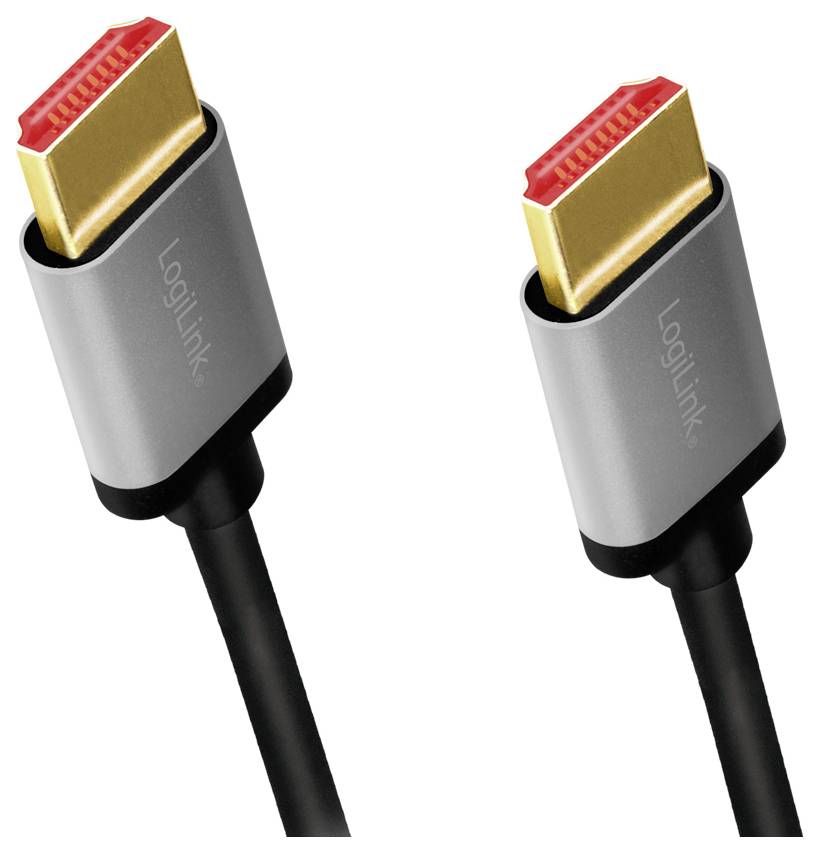 Twee zwarte HDMI-kabels met grijze aansluitingen en gouden contactpunten, die worden gebruikt voor de overdracht van audio- en videosignalen.