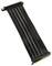 Zwart PCIe-riser-kabel, verticale uitlijning, voor het verbinden van moederbord en grafische kaart, handig voor ruimtebesparende pc-behuizingen.