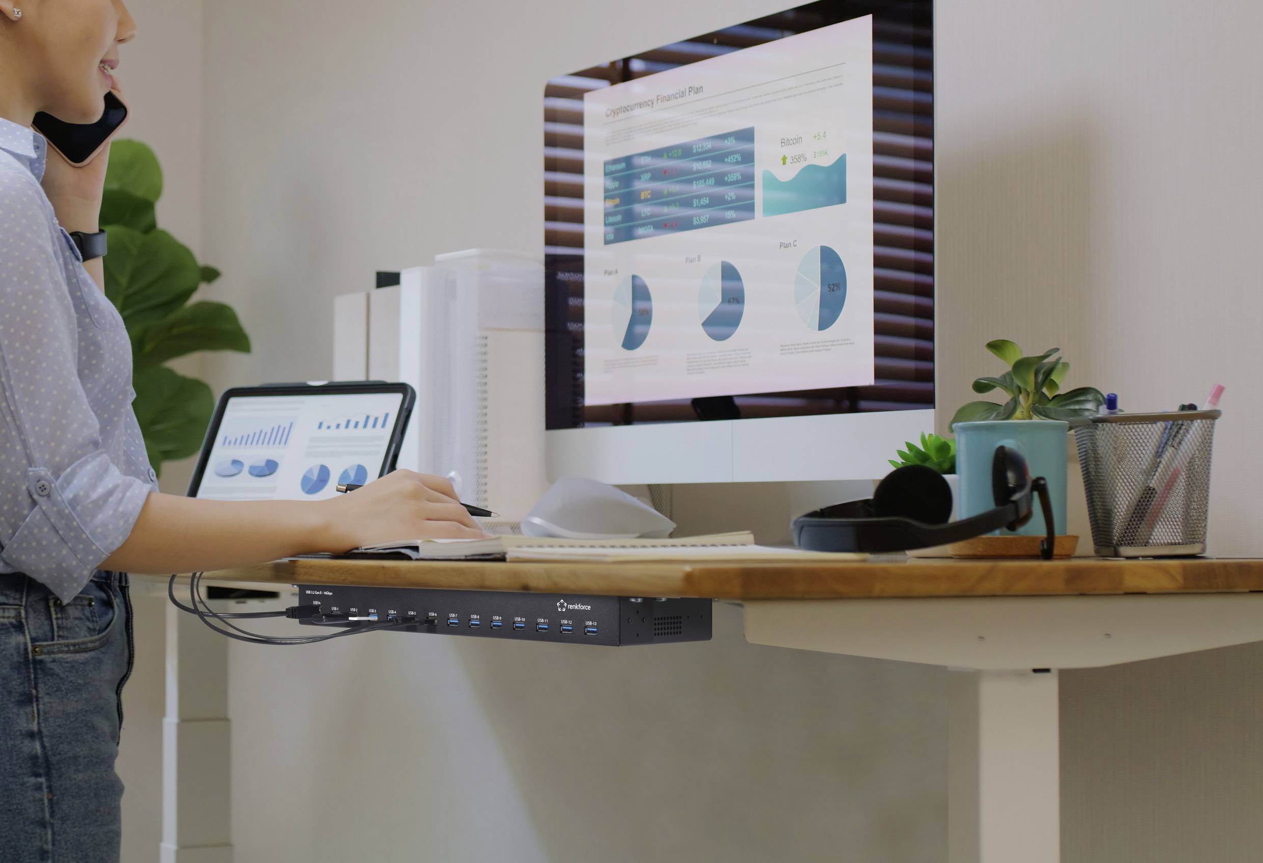 Renkforce 483 mm (19") Rack Mount 13-Port USB 3.2 Gen 2 Hub RF-6677282 USB-hub 13 poorten USB-A USB 3.2 Gen2 10 GBit/s V-7