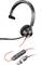 Headset met microfoon, USB-aansluiting en bedieningskabel. Geschikt voor pc-verbindingen om oproepen en audio te beheren.