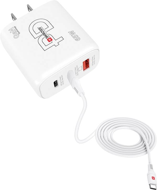 Skross Power Charger 65W PD GaN Combo+ US USB-oplader 65 W 1x USB-A, 2x USB-C USB PD Wit Binnen