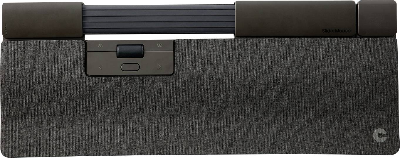 Contour Design SliderMouse Pro Extended dark Muis USB Grijs 6 Toetsen 2800 dpi Polssteun