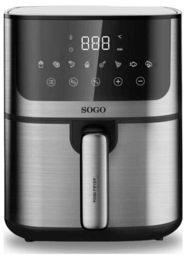 SOGO Human Technology FRE-SS-10880 Airfryer 5 l 1400 W  RVS, Zwart