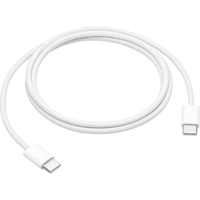Een wit gevlochten USB-C naar USB-C oplaadkabel, geschikt voor het opladen en gegevensoverdracht tussen compatibele apparaten.