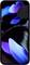 Een smartphone met een scherm dat abstracte blauwe en paarse vormen vertoont. Het weerspiegelt moderne technologie.