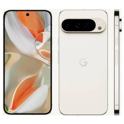 De afbeelding toont een moderne smartphone met drie camera's aan de achterkant, een groot display en een zijknop.