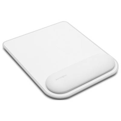 Een wit muismat met geïntegreerde polssteun. Strak design, geschikt voor ergonomisch werken aan de computer.