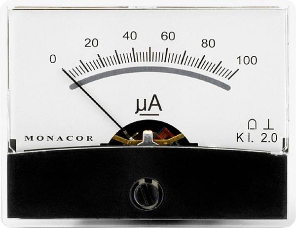 Monacor 0290540 PM-2/100UA PM-2/100UA draaispul-inbouwinstrument, 0,1 mA Draaispoel
