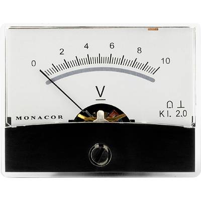 Analoge voltmeter geeft net boven 0 volt aan. Schaal van 0 tot 10 volt, duidelijk gemarkeerd. Gemeten in kiloohm per volt (Ki. 2.0).