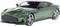 Groen modelauto van een sportieve coupé met glanzende lak en een aerodynamische vorm.