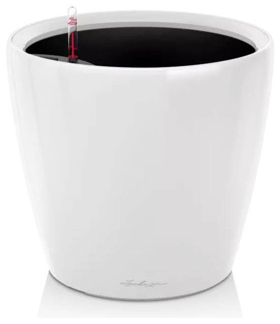 LECHUZA Classico 35 LS ALL-IN-ONE Bloempot - 35 x 32,5 cm - Glanzend Wit - Bewateringssysteem - Inhoud: 13 L-0