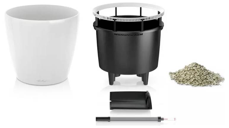 LECHUZA Classico 35 LS ALL-IN-ONE Bloempot - 35 x 32,5 cm - Glanzend Wit - Bewateringssysteem - Inhoud: 13 L-1