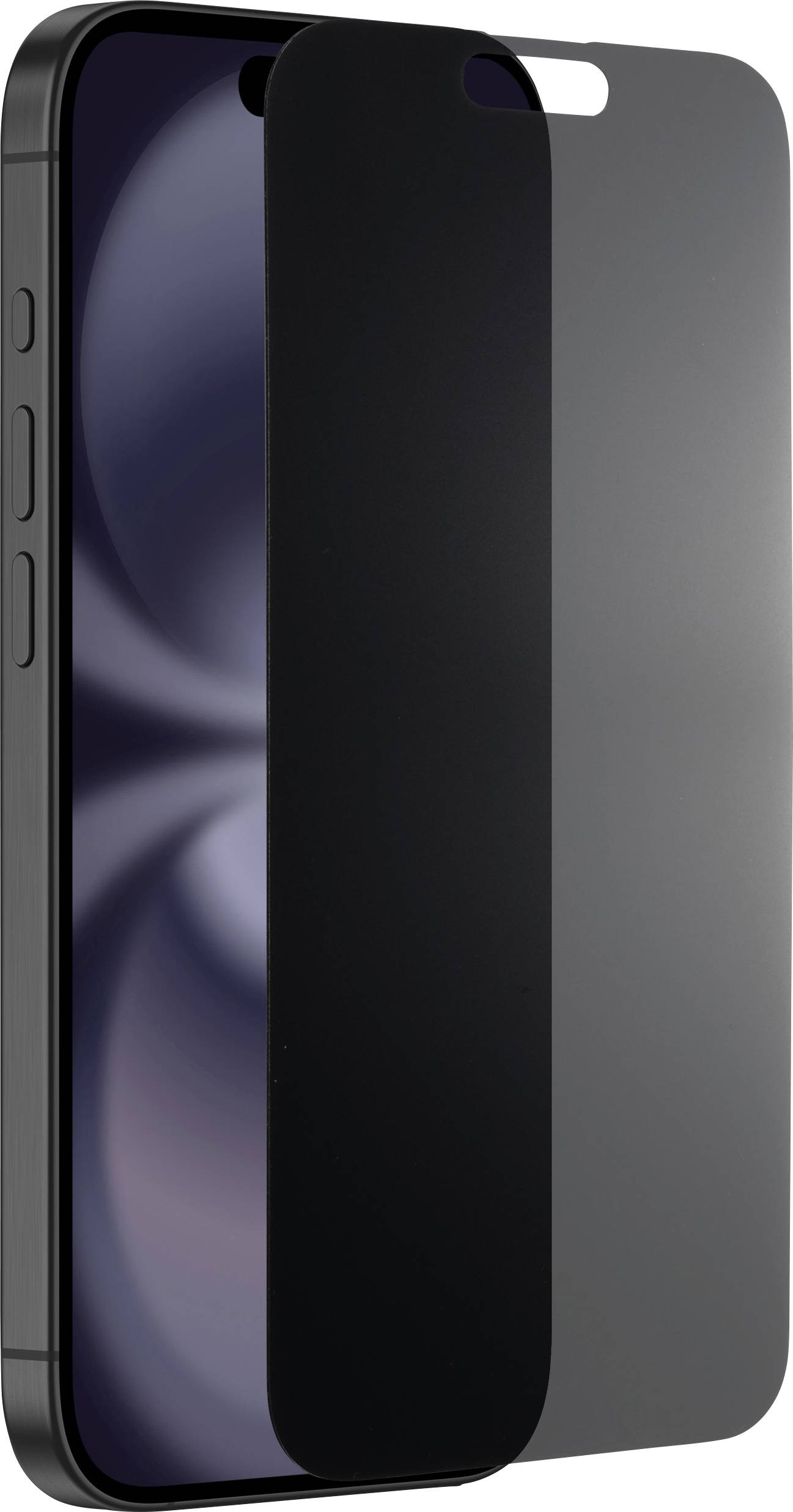 Smartphone met privacyschermbescherming die het scherm afschermt tegen zijdelingse inkijk.