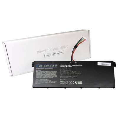 Accu-pack met kabels en karton; opschrift 'power for your laptop'. Product voor de laptoponderdelenmarkt.