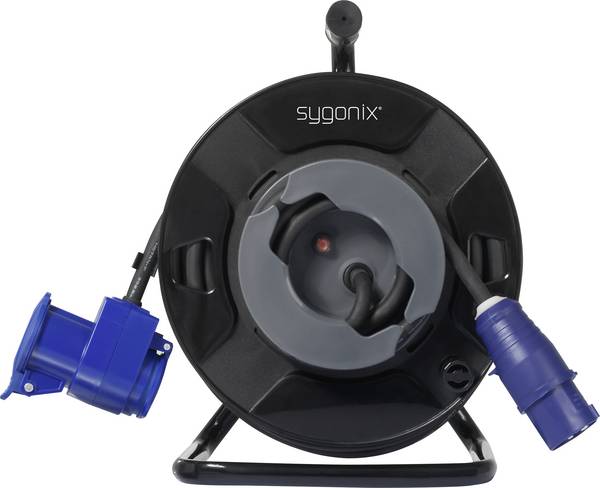 Sygonix SY-6684366 Kabelhaspel 25 m Zwart CEE-Cara-stekker