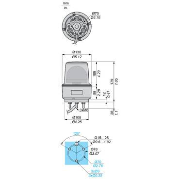 Schneider Electric Zwaailicht LED XVR13B05 XVR13B05 Oranje Zwaailicht 24 V/DC-1