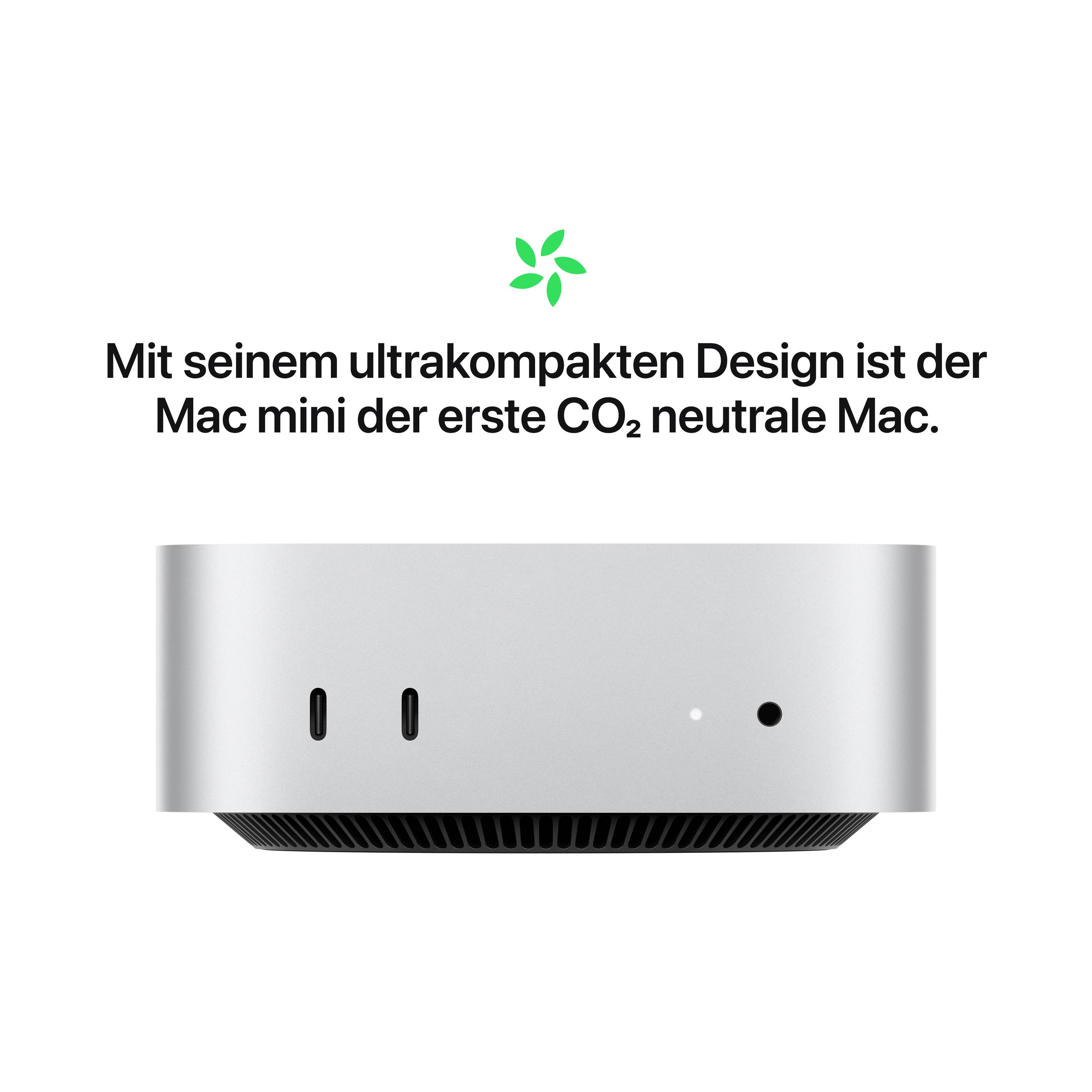 De Mac mini, weergegeven in een minimalistisch design, wordt beschreven als de eerste CO2-neutrale Mac.
