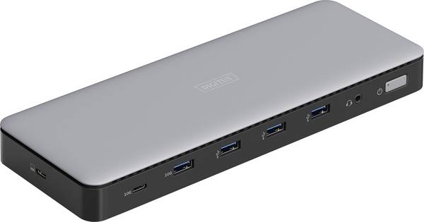 DIGITUS Docking USB-C->HDMI,DP,USBA,USBC,RJ45,DC,Audio zilver
