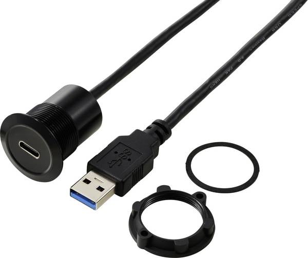 TRU COMPONENTS  TC-13376312 USB-C (3.1) bus/USB-A (3.0) stekker 1 m kabel zwart   1 stuk(s)