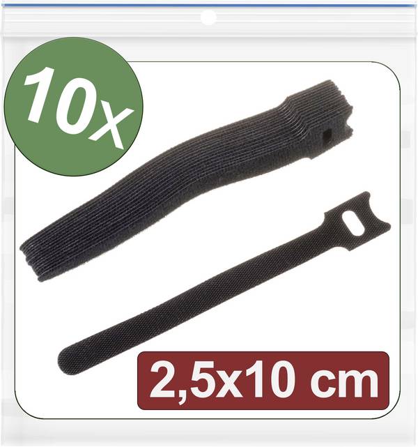 Quadrios 24CA313 Klittenband kabelbinder Om te bundelen Haak- en lusdeel (l x b) 100 mm x 25 mm Zwart 10 stuk(s)