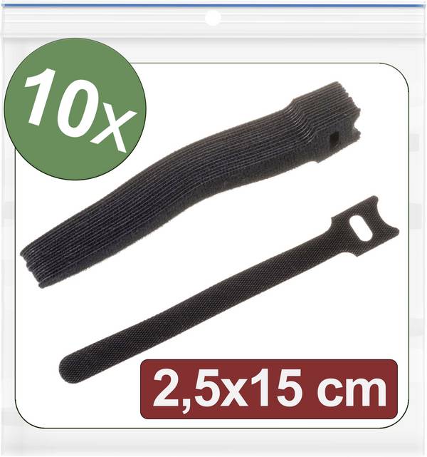 Quadrios 24CA314 Klittenband kabelbinder Om te bundelen Haak- en lusdeel (l x b) 150 mm x 25 mm Zwart 10 stuk(s)