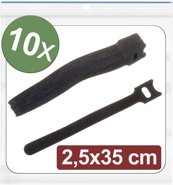 Quadrios 24CA318 Klittenband kabelbinder Om te bundelen Haak- en lusdeel (l x b) 350 mm x 25 mm Zwart 10 stuk(s)