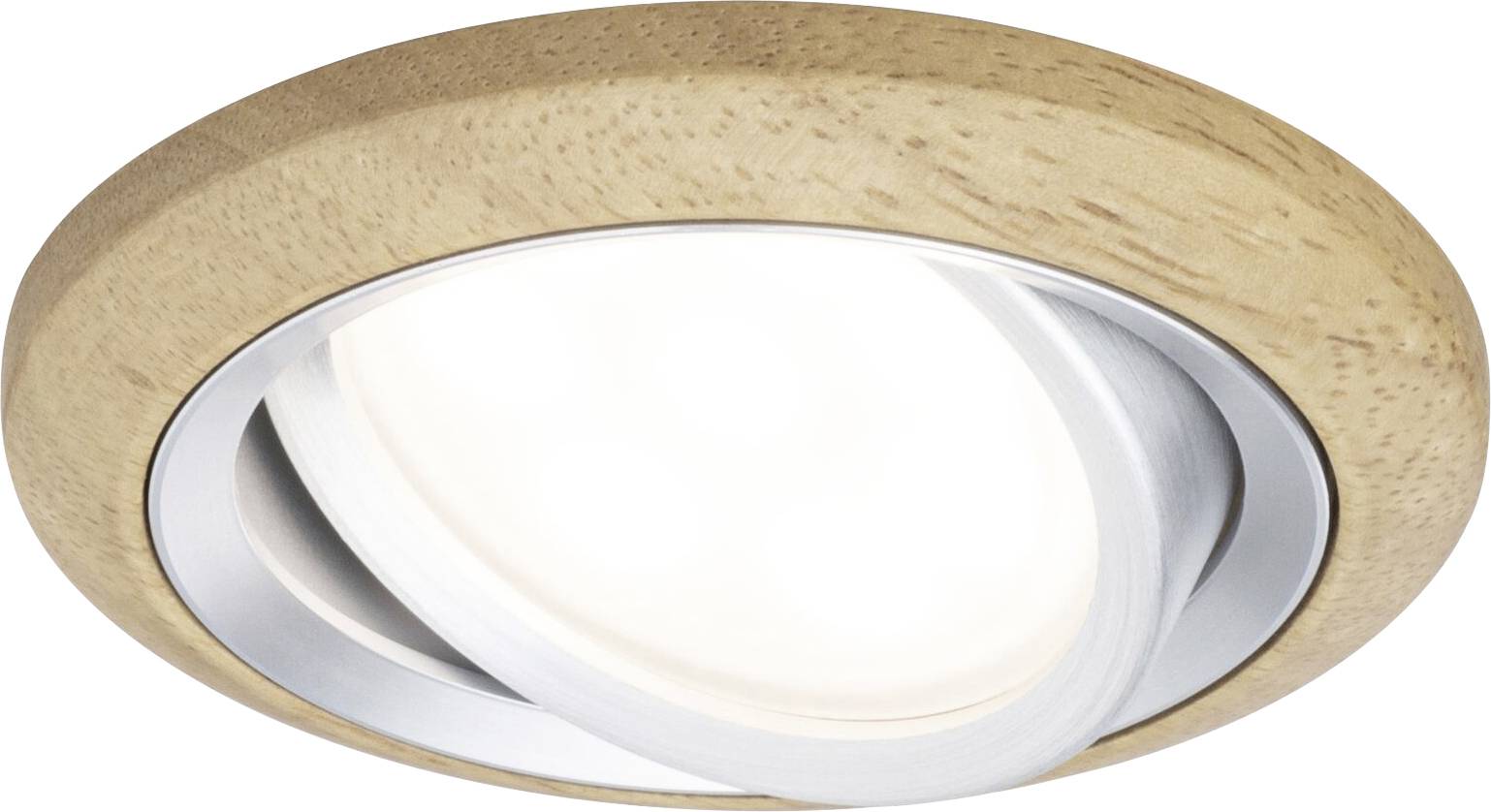 Een plafondlamp met houten frame en metalen omlijsting straalt helder licht uit. Ideaal voor moderne interieurs.
